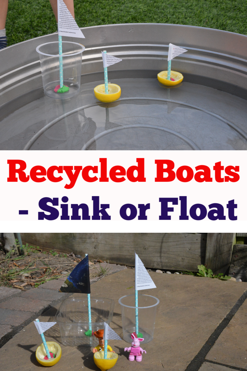 Recycled Boats - Sink or Float - Preschool Science Experiment
