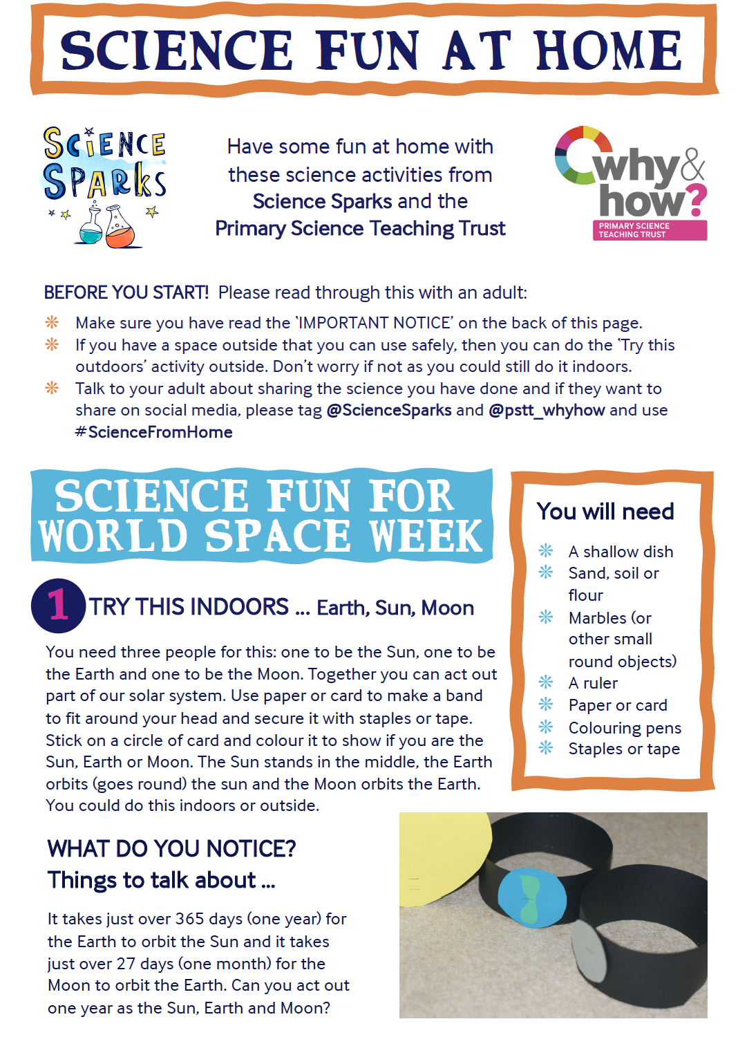 science experiments to do with space