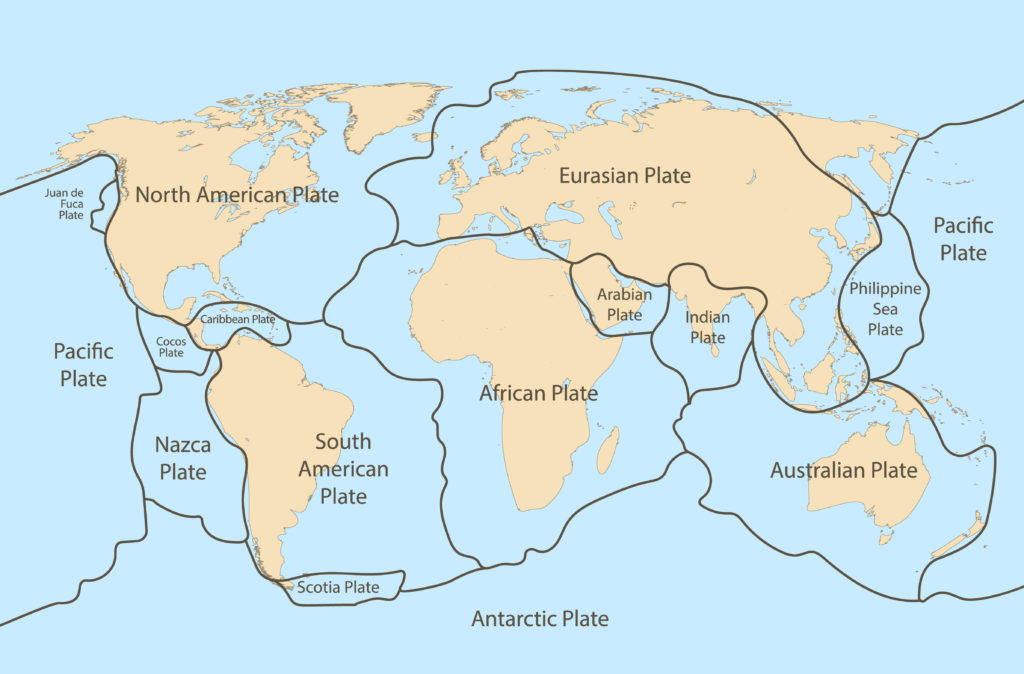 tectonic plates map for kids