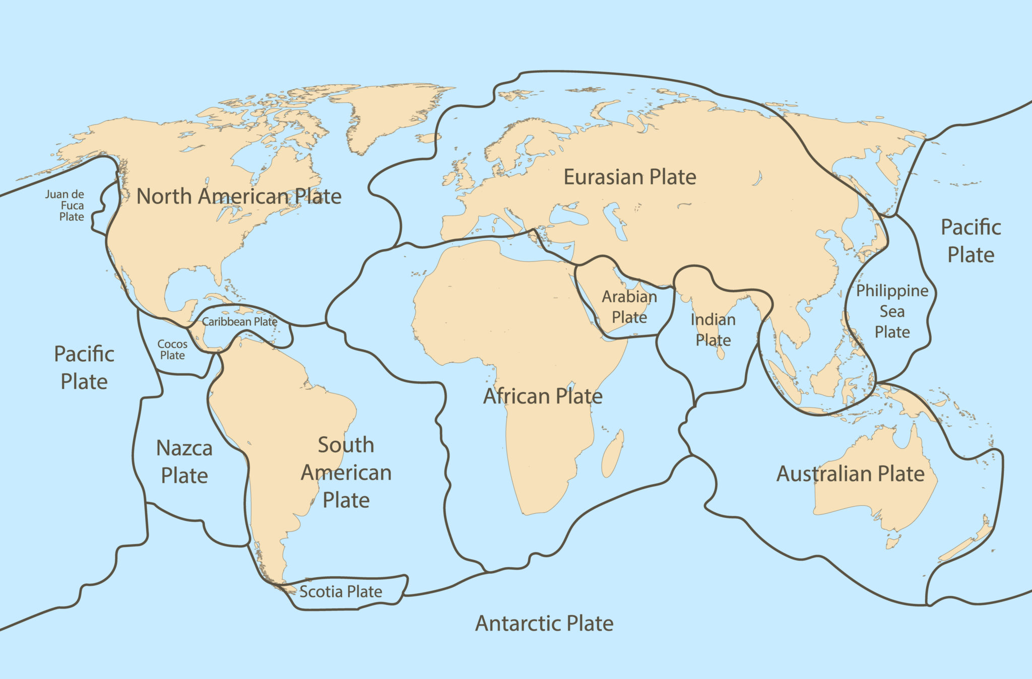 Diagram Showing Earths Tectonic Plates 2048x1348 