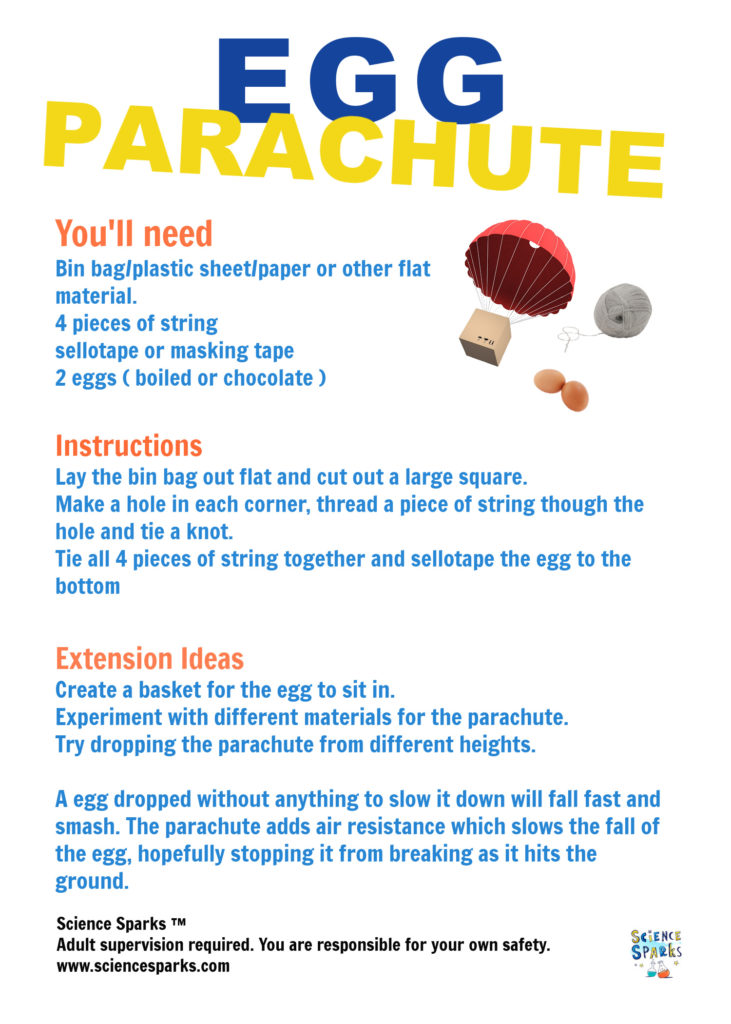 instructions for an egg drop parachute experiment
