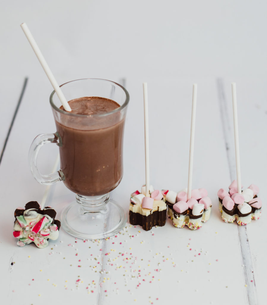 Image of a hot chocolate drink with hot chocolate sticks