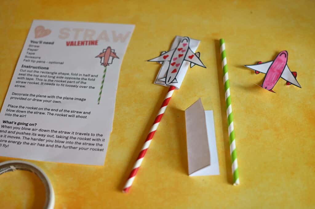 Valentine's Day straw rocket template