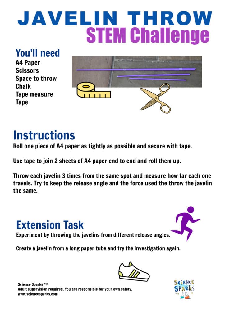 Javelin throw STEM Challenge instructions