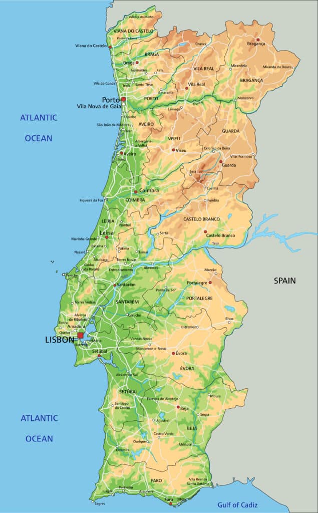 Political map of Portugal