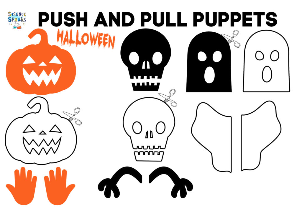 Halloween push and pull puppets template