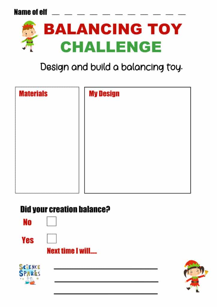 Elf Balancing Toy STEM Challenge Design Sheet