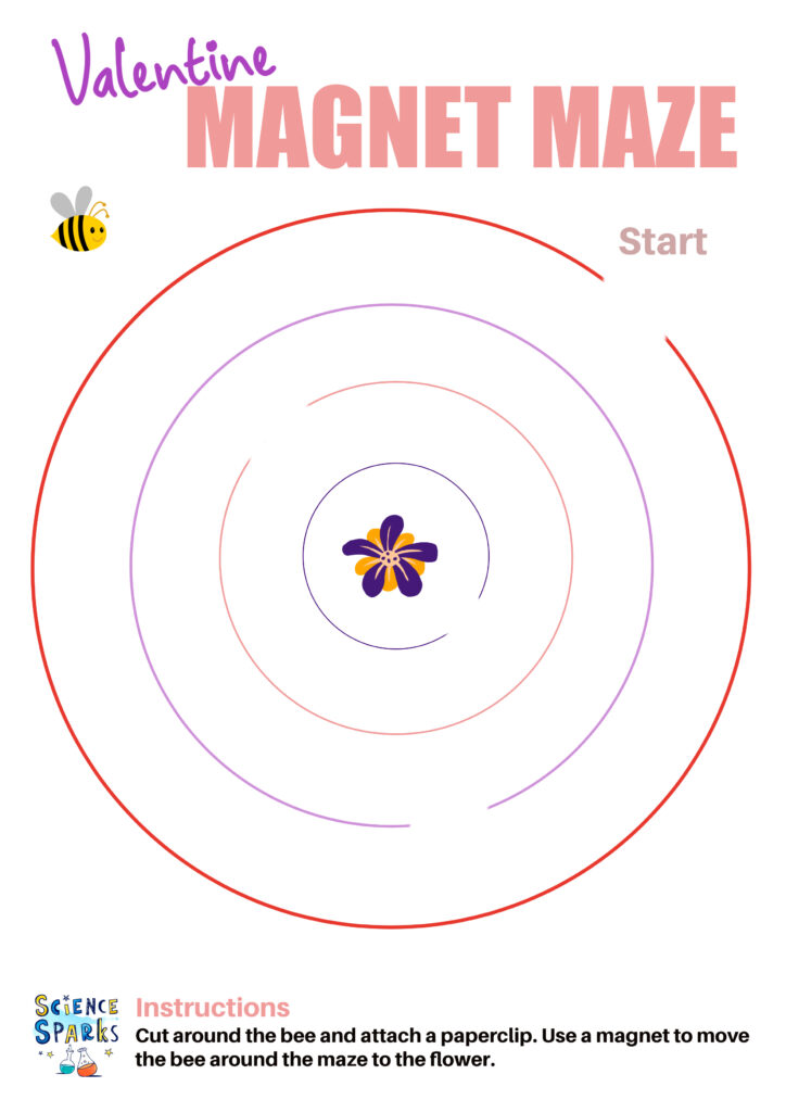 Template for a Valentine's Day Magnet Maze. A great science activity for learning about magnetism